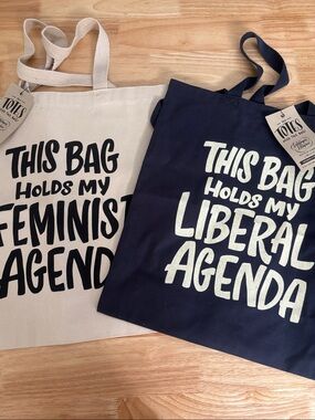 Ladyfingers Letterprress - Feminist & Liberal Agenda Totes (x2) - NWT